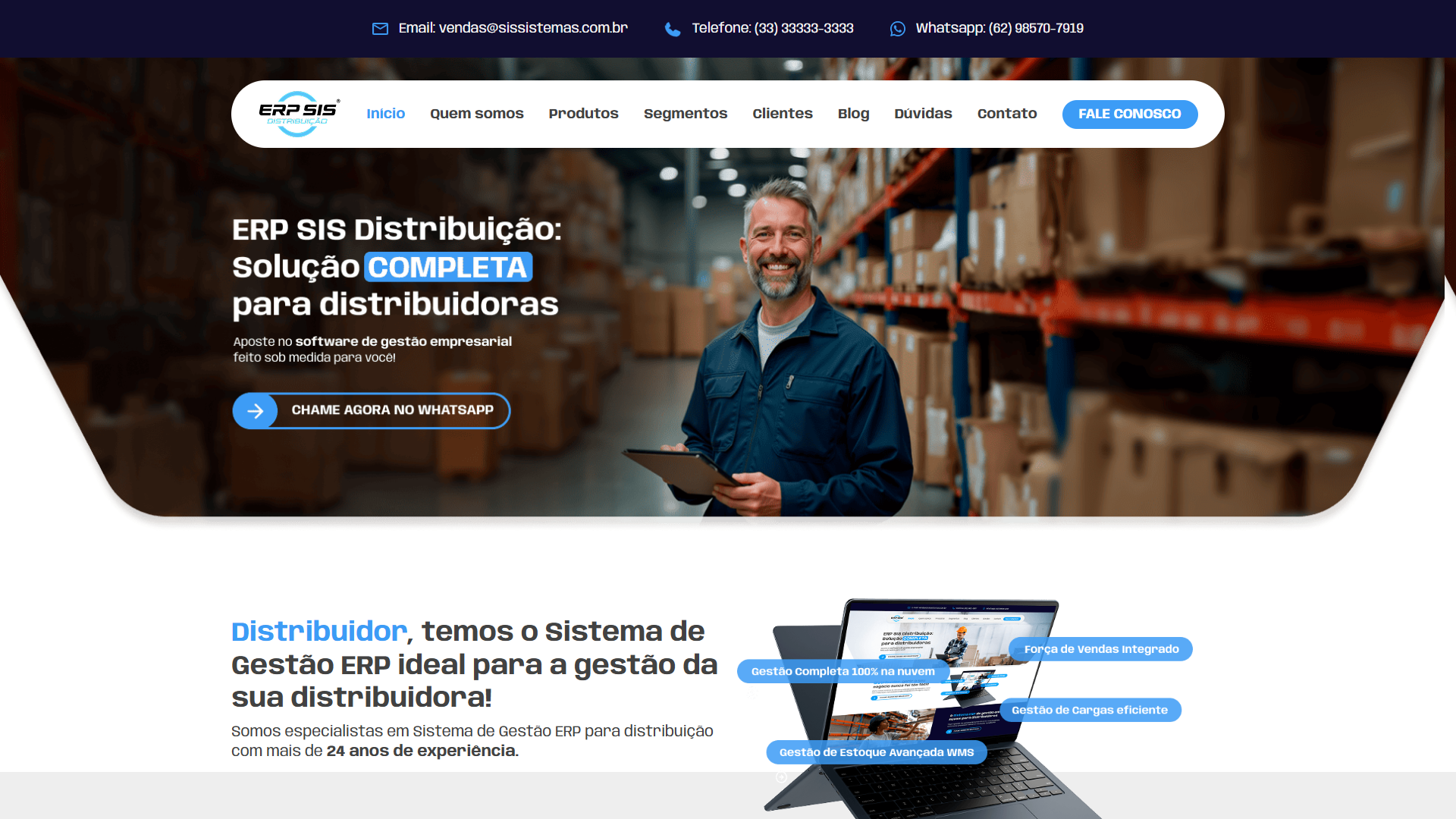 ERP Sis Distribuição | WebSite desenvolvido pela Raddar Digital
